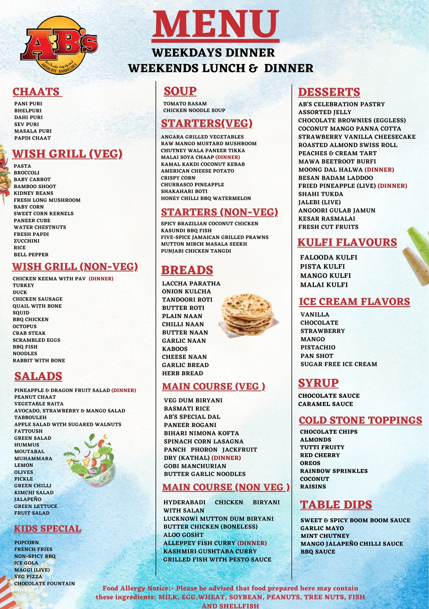 menu